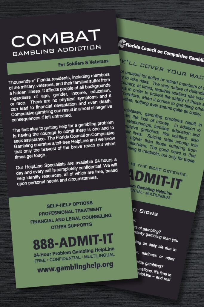 [IMAGE] Military Soldiers and Veterans Brochure “Combat Gambling Addiction For Soldiers & Veterans”